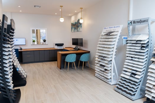 Cabinet IQ office with product sample displays featured